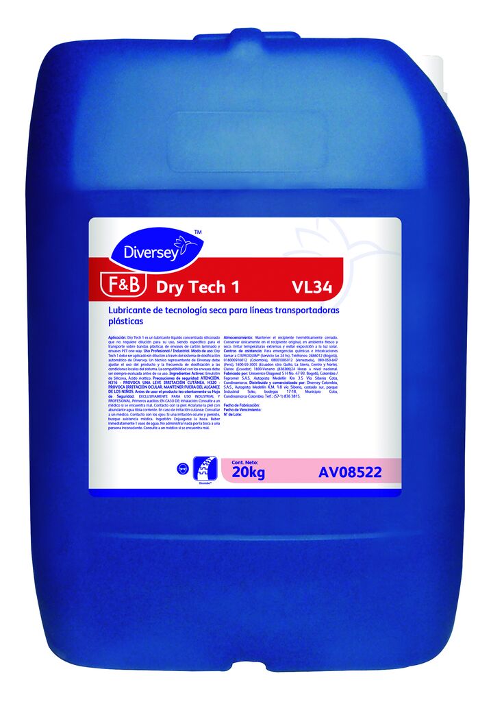 DRY TECH 1 20kg - Lubricante de tecnología seca para líneas transportadoras plásticas